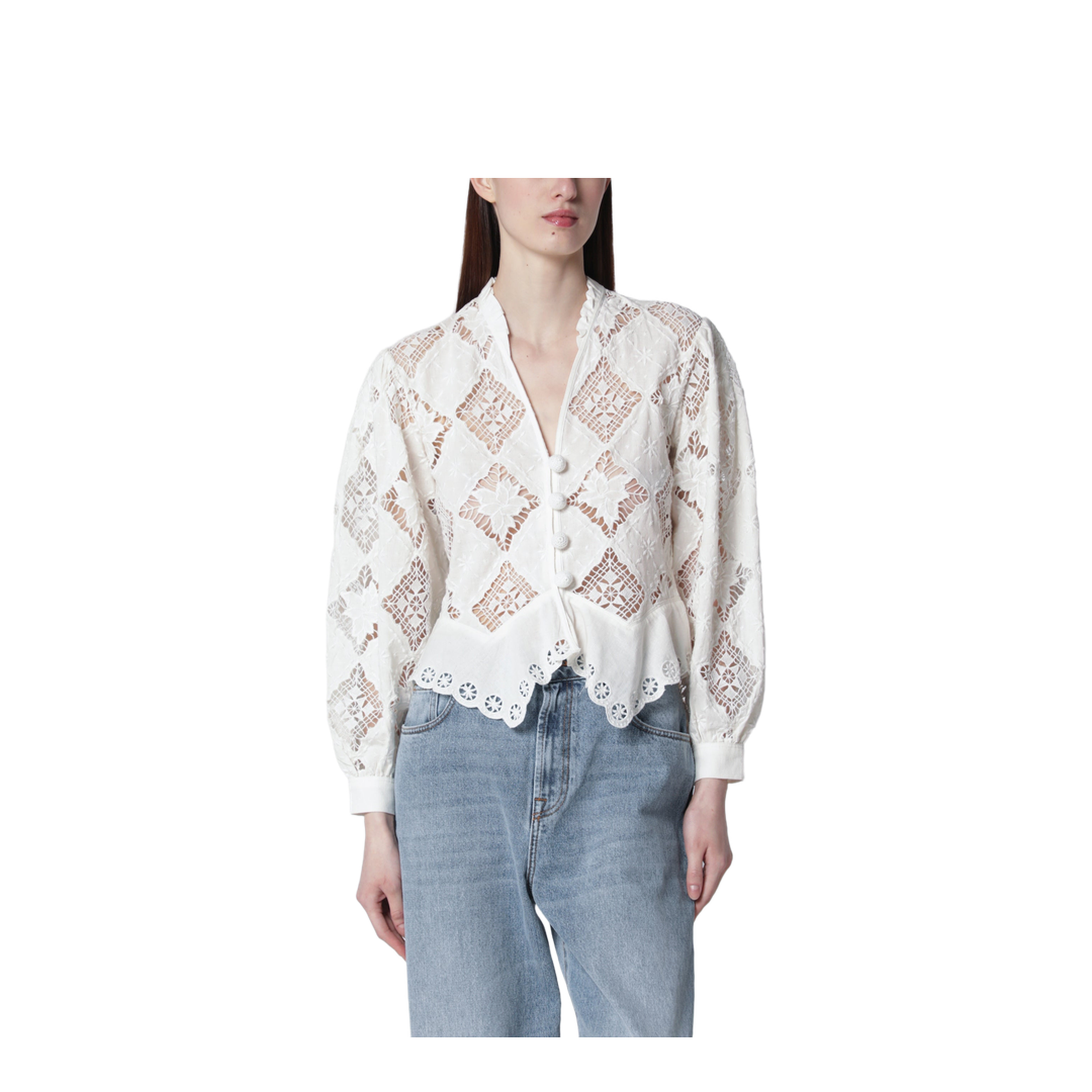 Nina Cotton and Linen Blouse in White