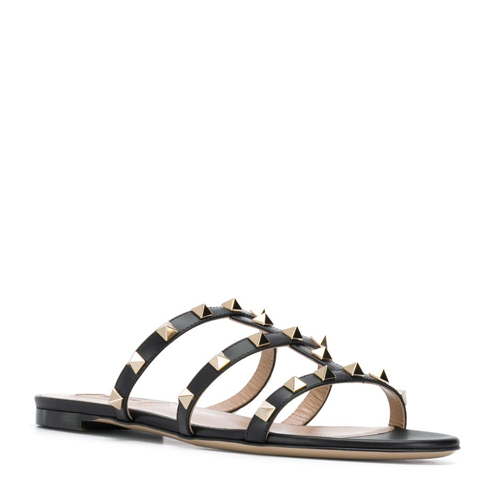 Rockstud Leather Flat Sandals