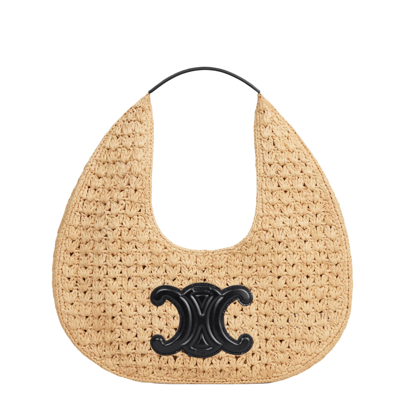 Classic Panier Hobo Bag in Raffia and Calfskin