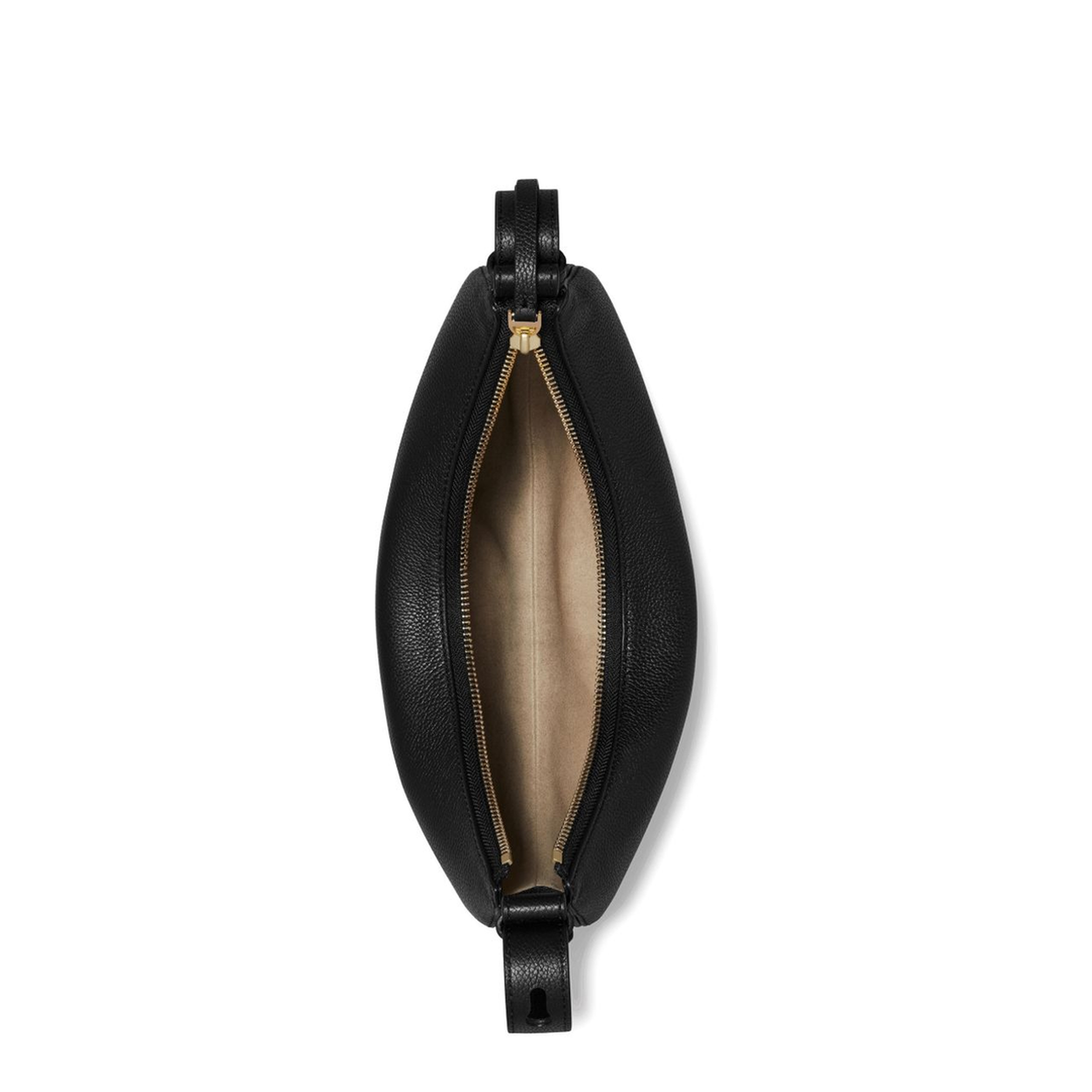 Romy Half Moon Bag Pebbled Leather Shoulder Bag - Black