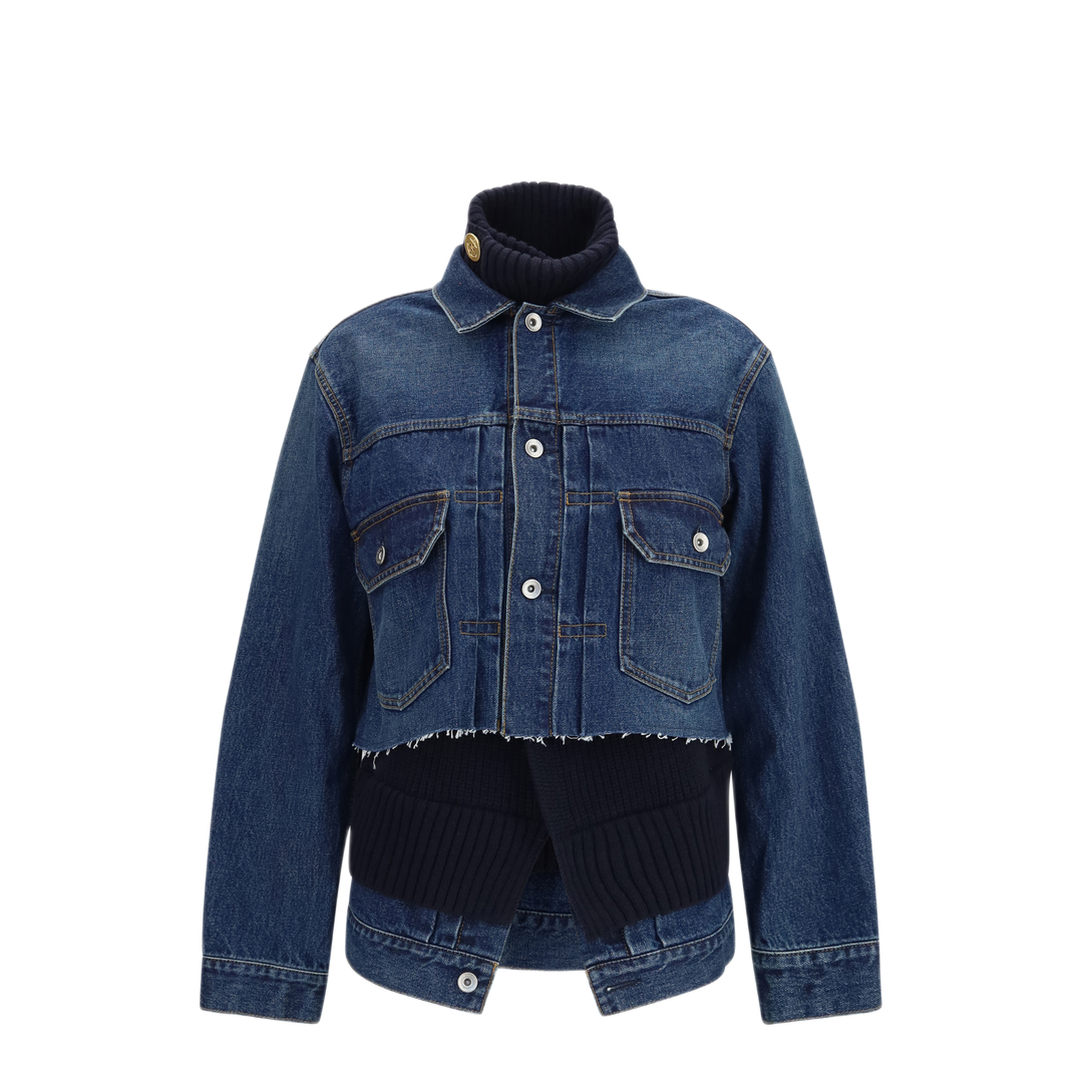 MAYFEYR - Sacai - Denim Jacket With Wool Knit Layer - 2608589436