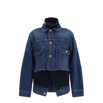 MAYFEYR - Sacai - Denim Jacket With Wool Knit Layer - 2608589436