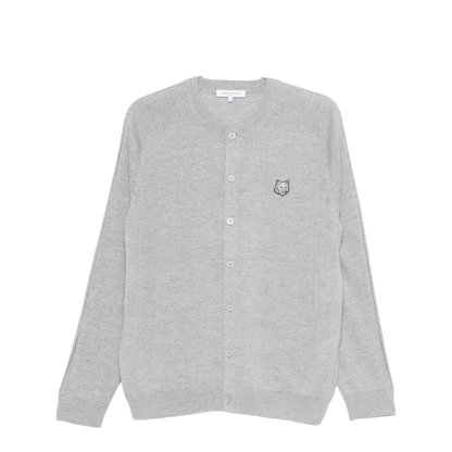 Grey Mélange Fox Head Wool Cardigan