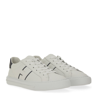 White Logo Design Flat Rubber Sole Lace-Up Closure