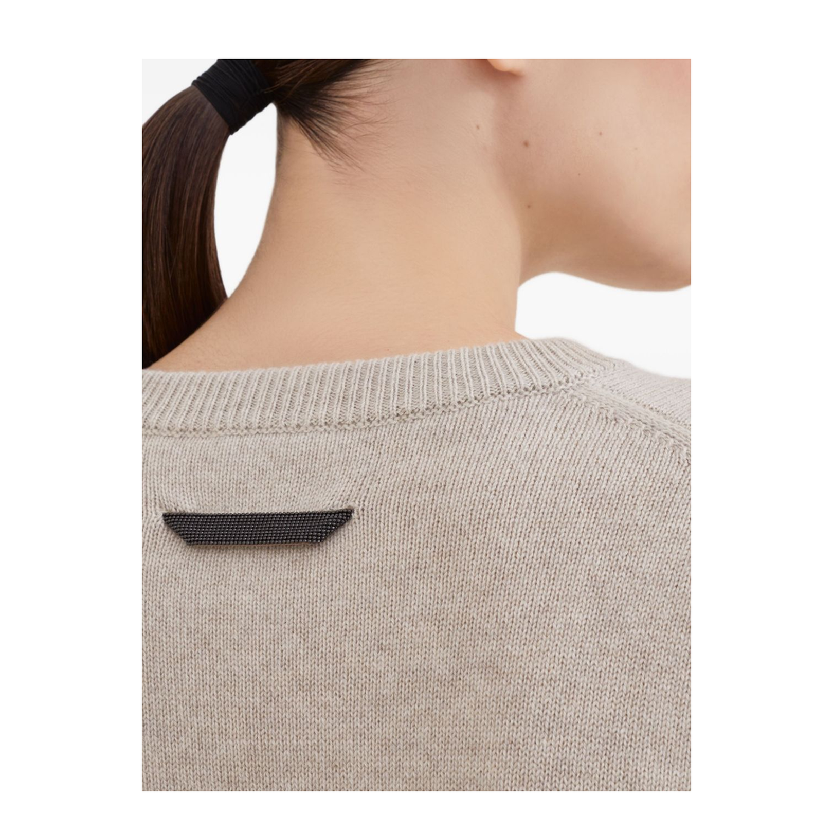 Cashmere Sweater with Monili in Beige