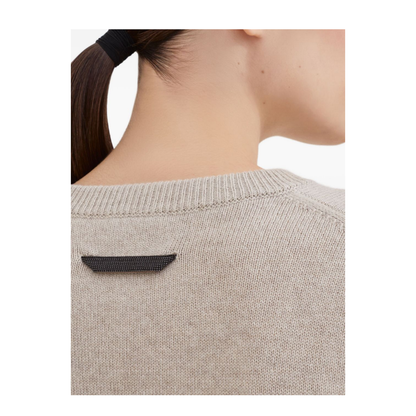 Cashmere Sweater with Monili in Beige