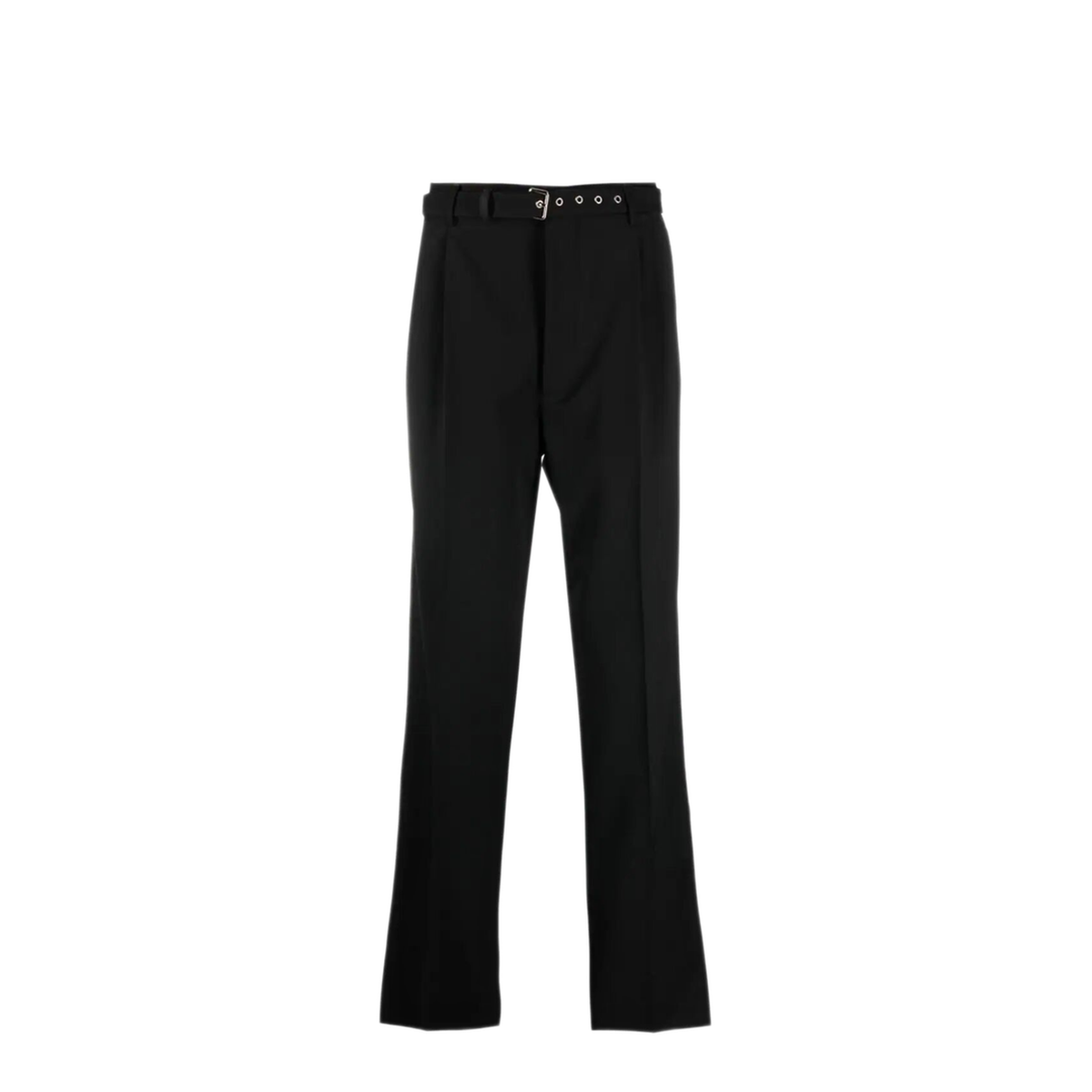 Belted Wool Straight-Leg Trousers