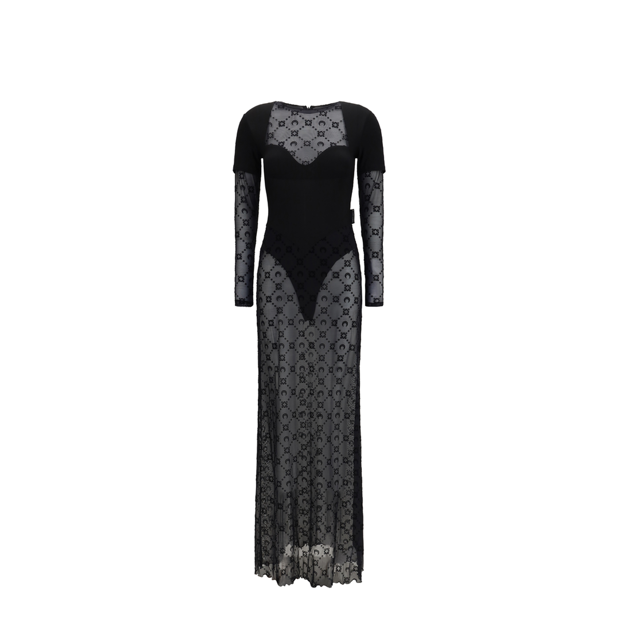 MAYFEYR - Marine Serre - Layered Long Dress In Jersey And Mesh - WJS028ACJER0005BK99