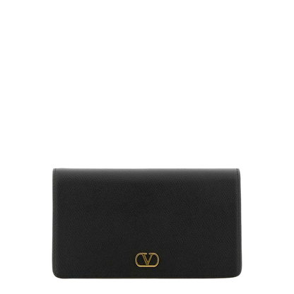 Black Leather VLogo Signature Clutch