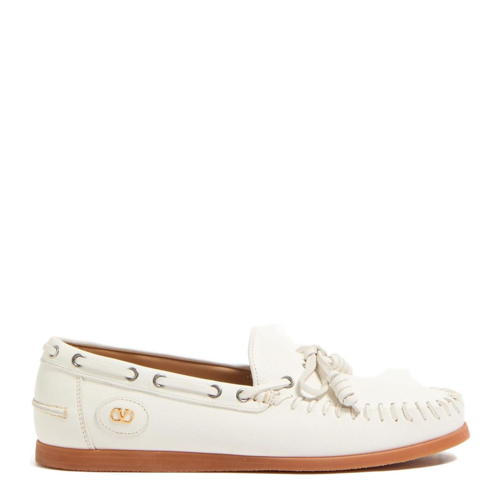White Slip-On Style VLogo Signature Bow Detailing Flat Rubber Sole