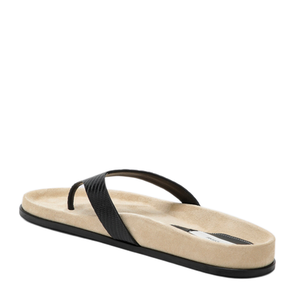 MAYFEYR - Toteme - Beige Black Lizard-Effect Leather Flip-Flops - 263-WAS0333LE0228314