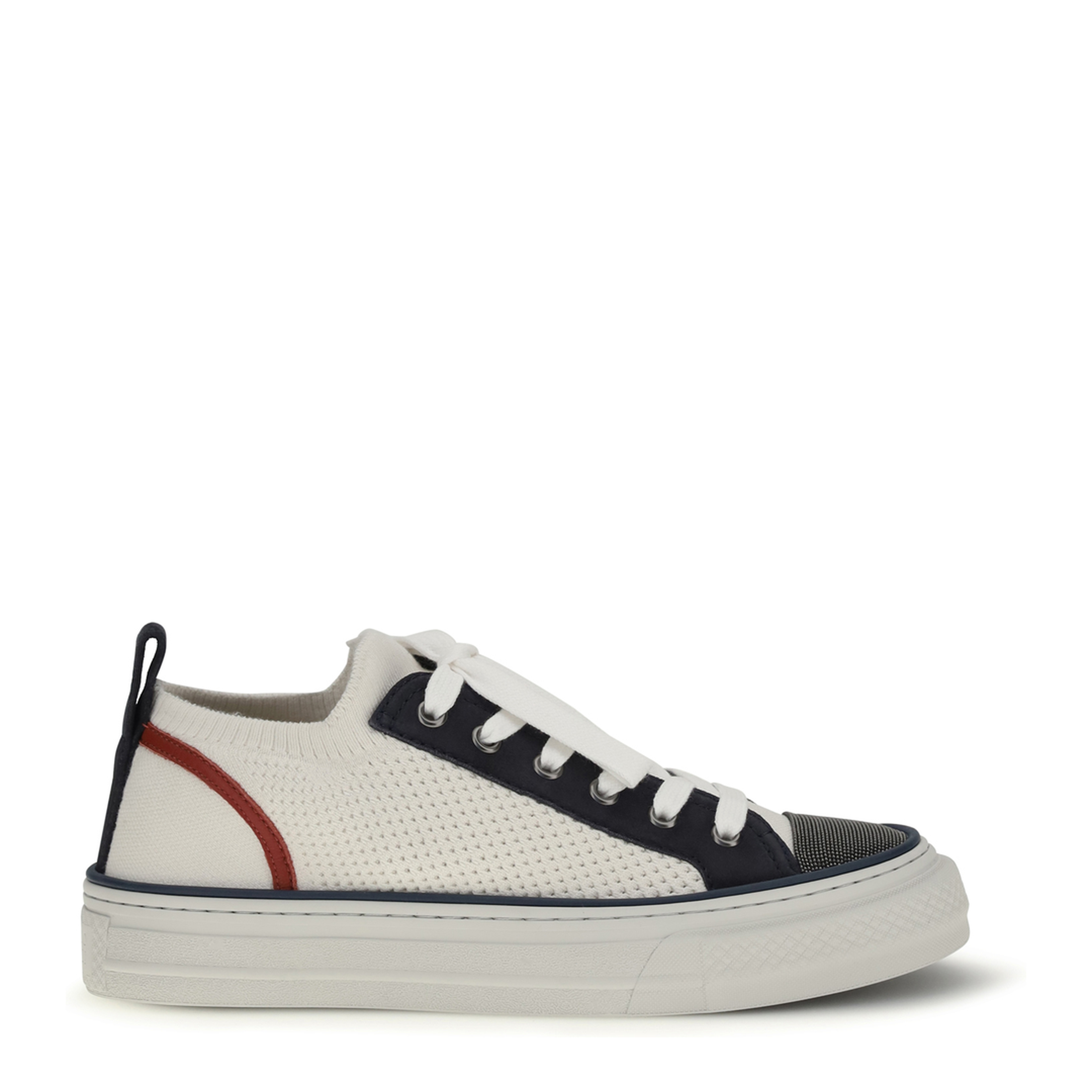 MAYFEYR - Brunello Cucinelli - Cotton Knit And Suede Sneakers With Precious Toe - MZ35G3223
