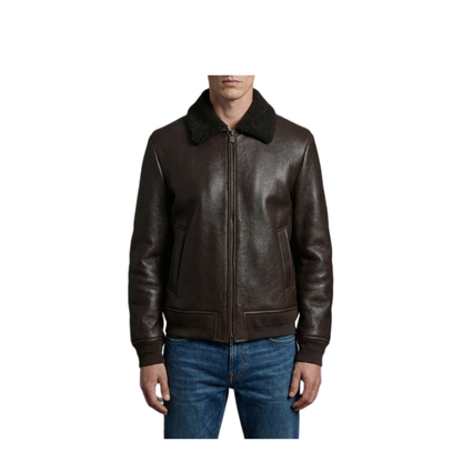 MAYFEYR - Salvatore Santoro - Dark Brown Leather Shearling Bomber Jacket - 51694DARKBROWN