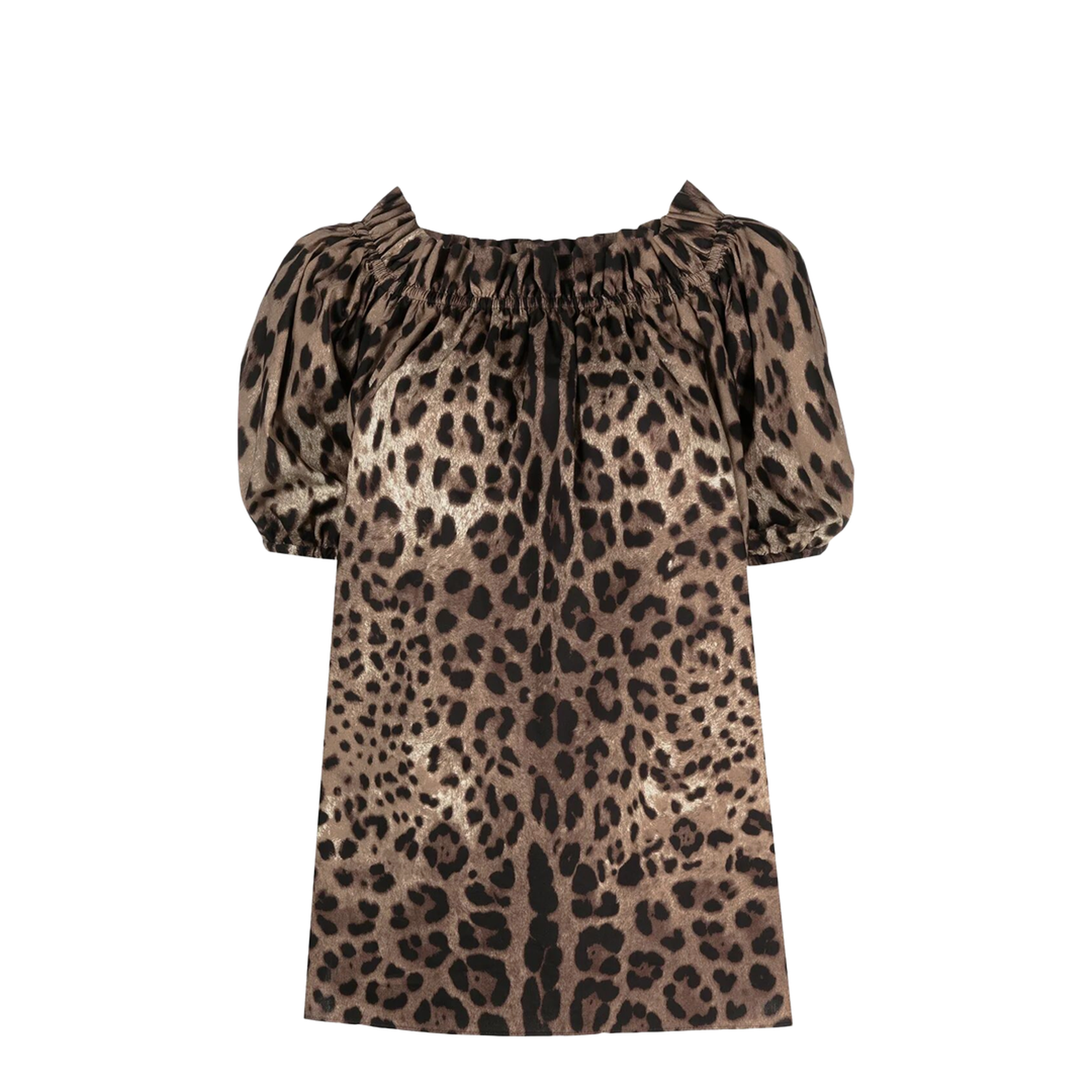 MAYFEYR - Dolce & Gabbana - Top Maniche Corte In Popeline Stampa Leopardo - F71J7THS5E3