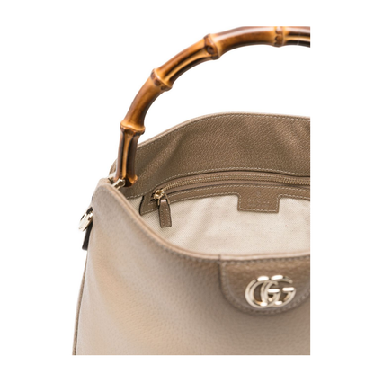 Diana Medium Leather Shoulder Bags - Beige