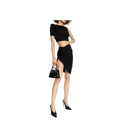 Asymmetric Draped Mini Skirt