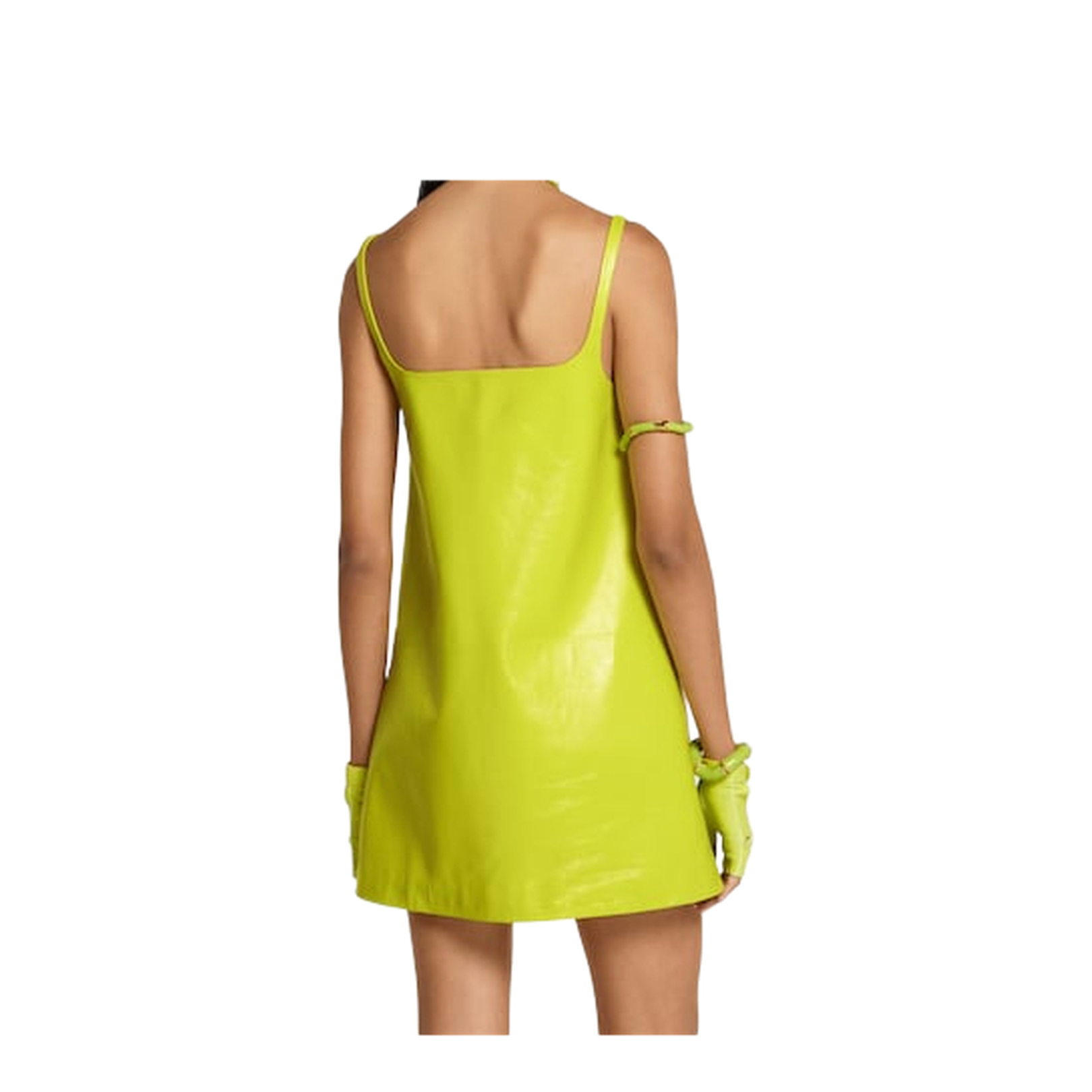 Shiny Leather Mini A-Line Dress