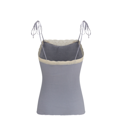 MAYFEYR - Chloè - Jersey And Lace Thin Strap Top - CH26UJH47093053