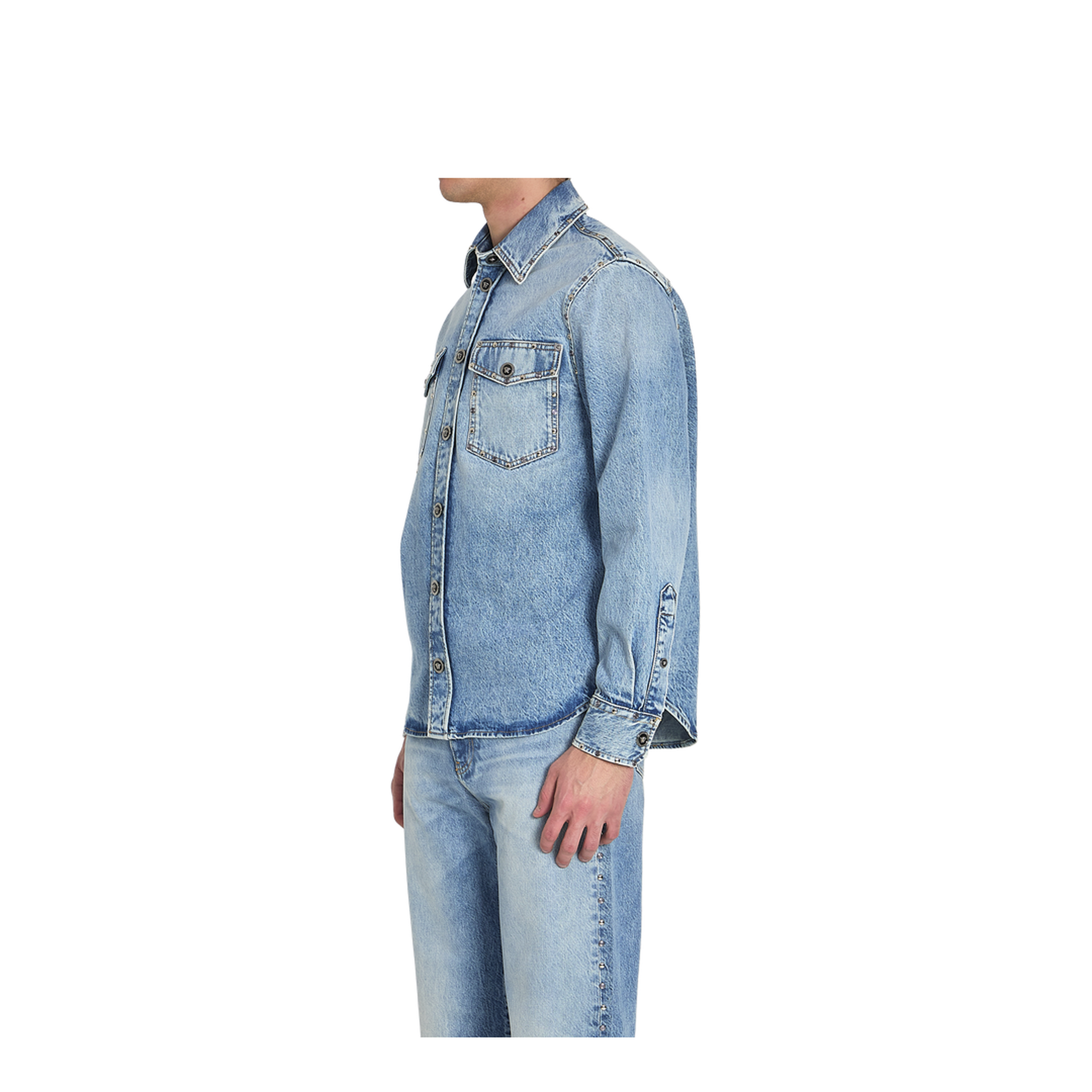 Shirt Denim Stop Denim and Studs Stone Wash Light Blue