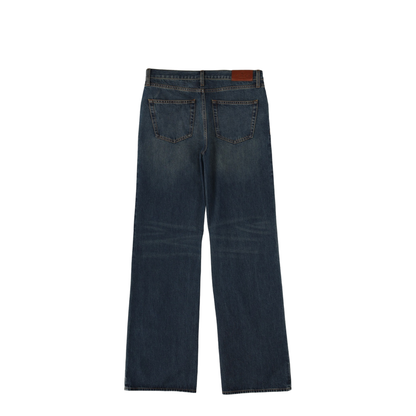 Cotton Denim Pants with Horsebit Detail