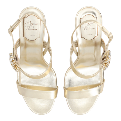 Gold Leather Efflorescence Sandals