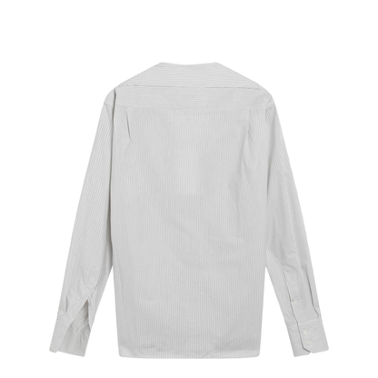 Pinstriped Cotton Shirt with V-Neck