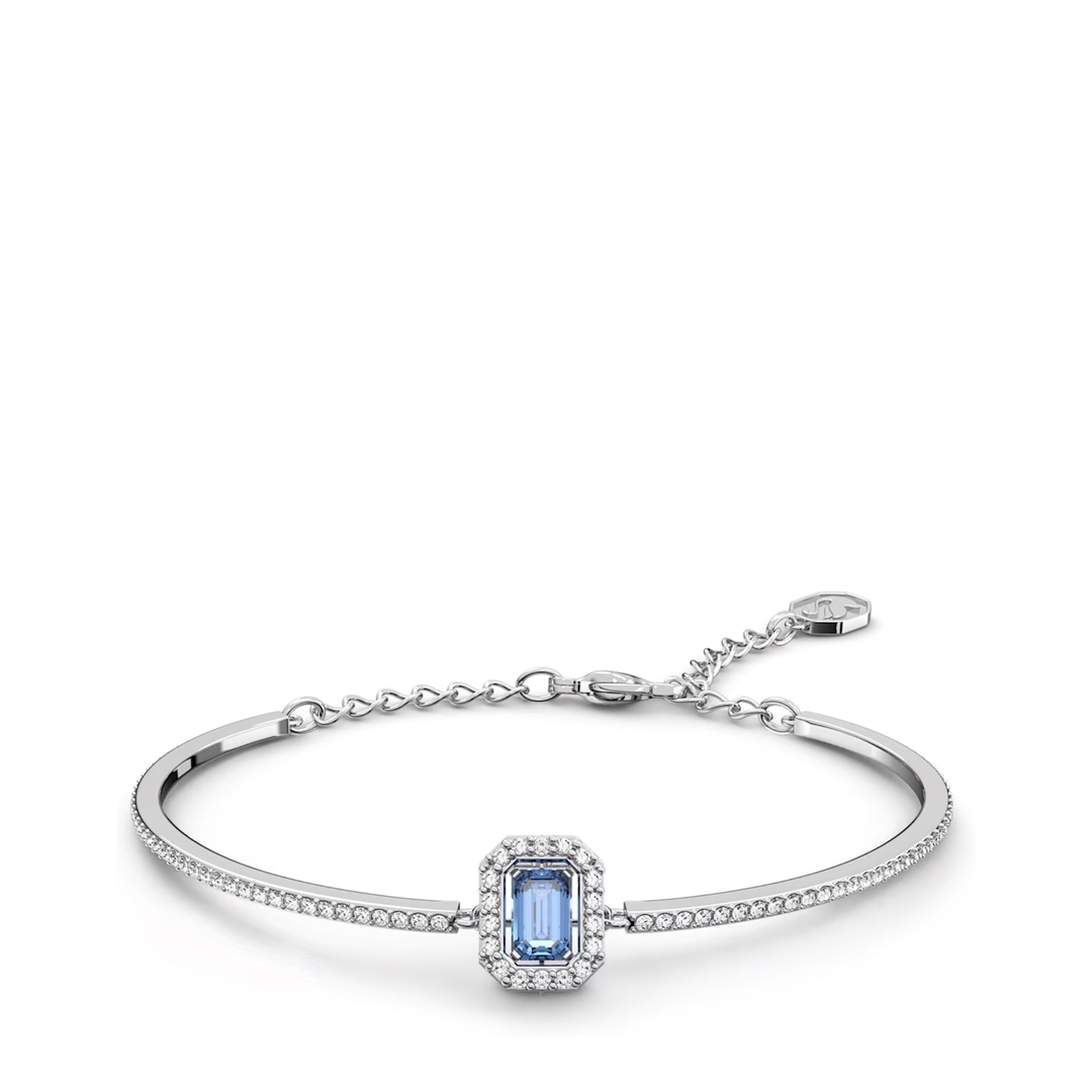 Millenia Bangle, Octagon Cut, Pavé, Blue, Rhodium Plated