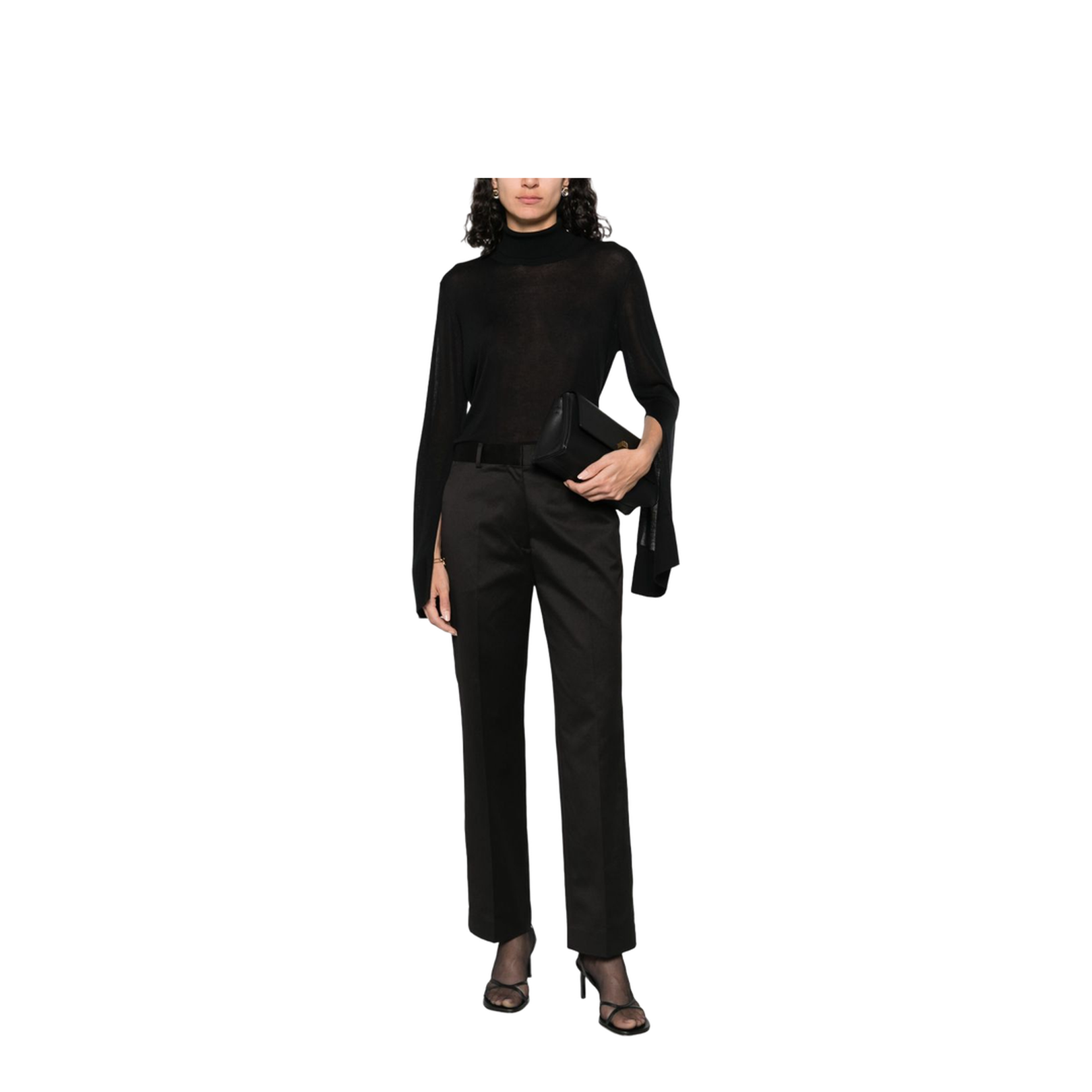Slit Sleeve Turtleneck Black