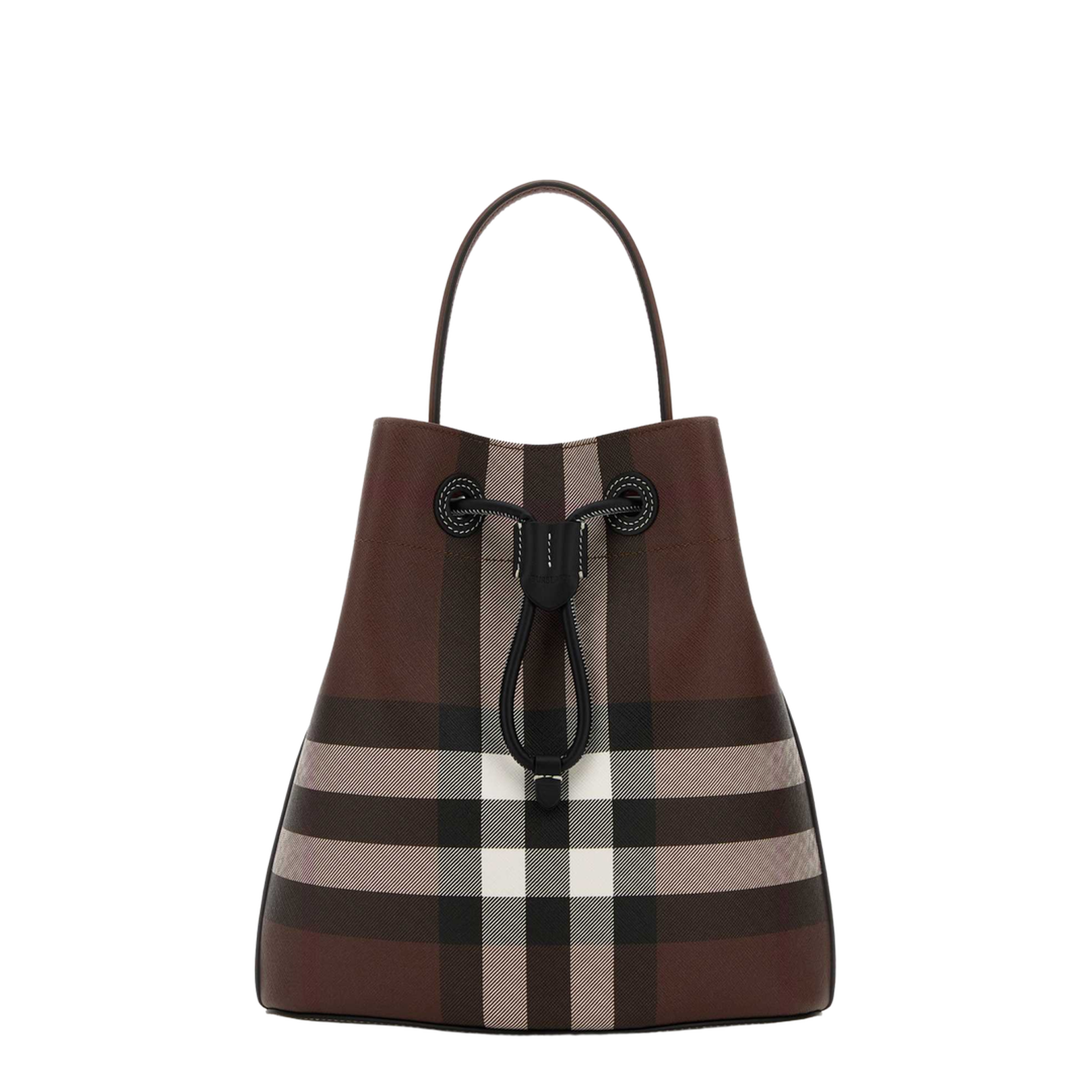 Printed Canvas Check Bucket Bag