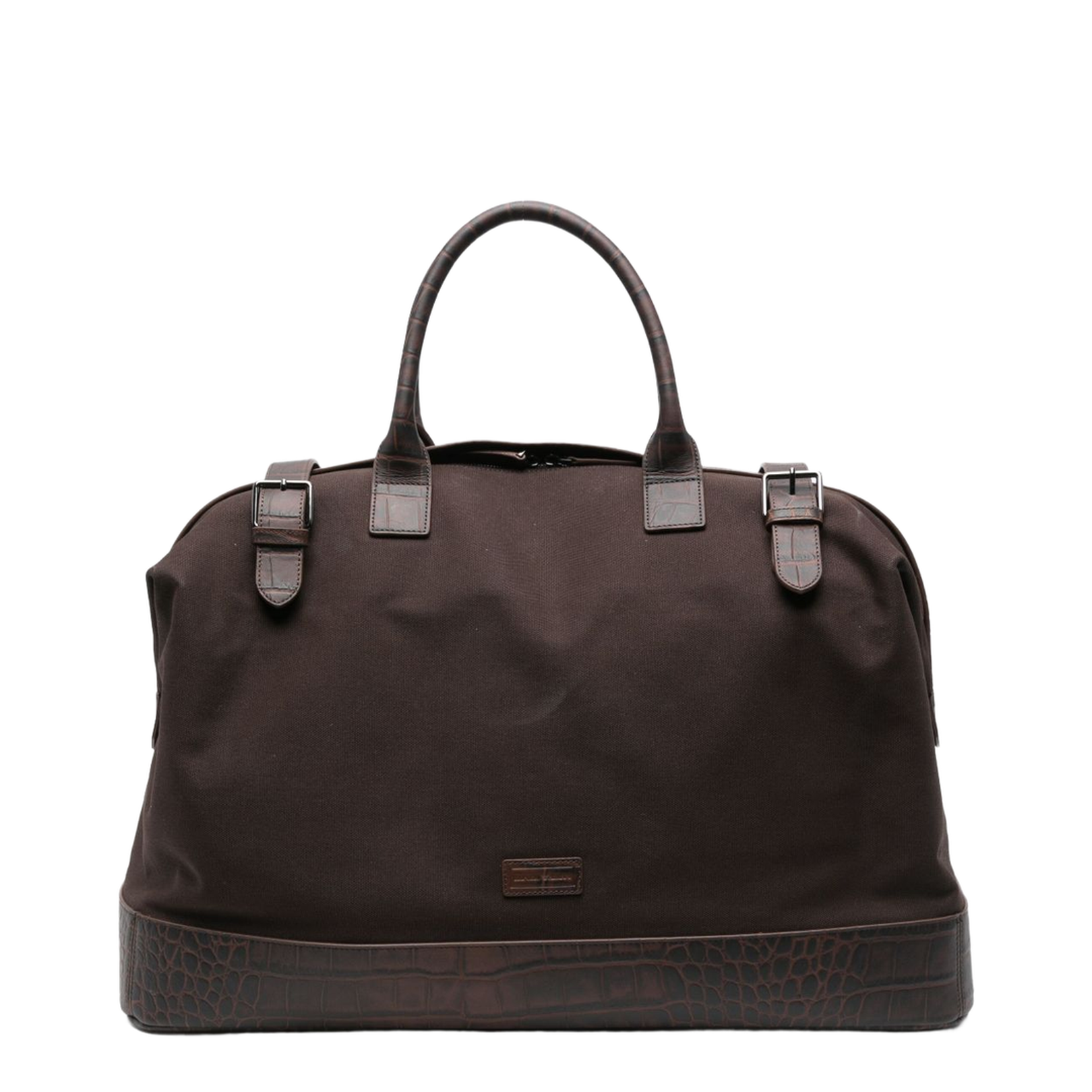 Duffel Bag with Crocodile-Print Leather Details