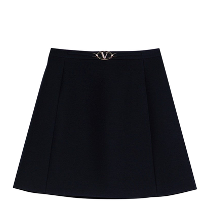 Navy Blue Virgin Wool Miniskirt