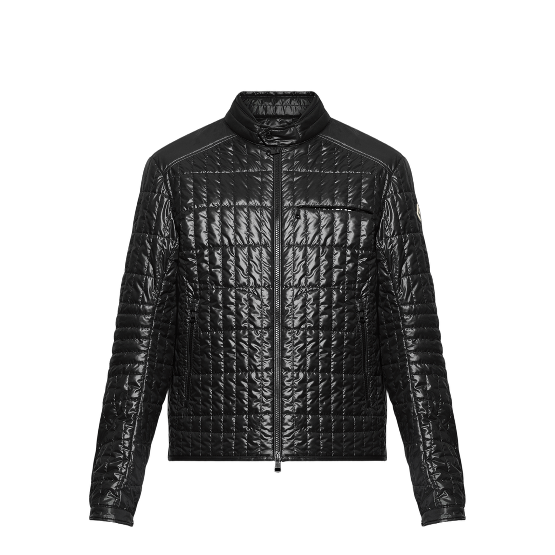 Black Lasne Vertical-Quilted Padded Biker Jacket