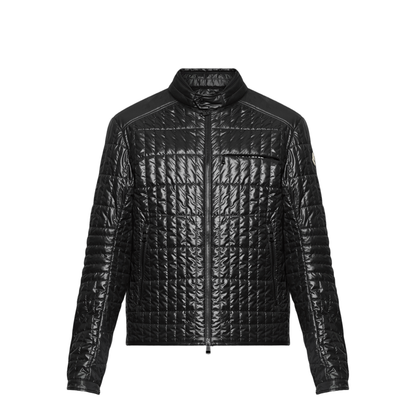 Black Lasne Vertical-Quilted Padded Biker Jacket