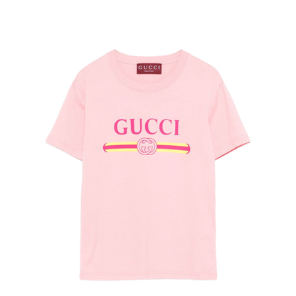 Cotton Jersey T-Shirt with Print in Pink