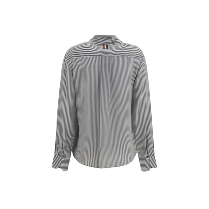 MAYFEYR - Thom Browne - Striped Silk Shirt With Removable Collar - FLL210A06205