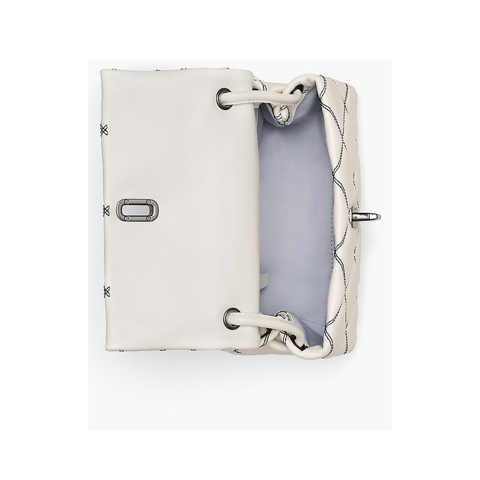 Mini Dual White Quilted Shoulder Bag