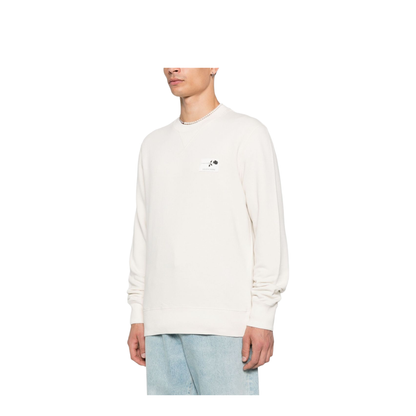 White Cotton Sweatshirt with Print on the Back