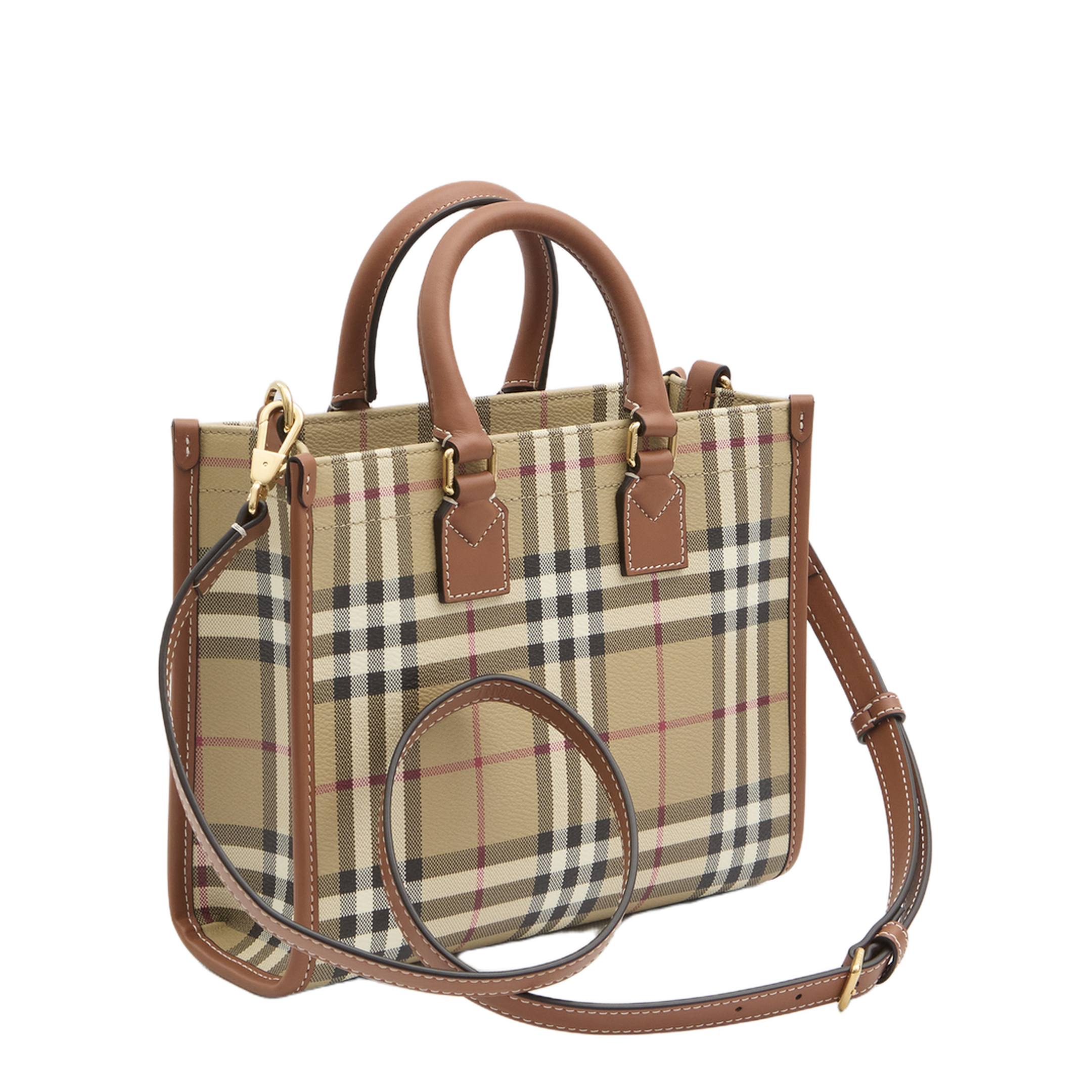 Mini Freya Tote Bag Check Coated Cotton Blend