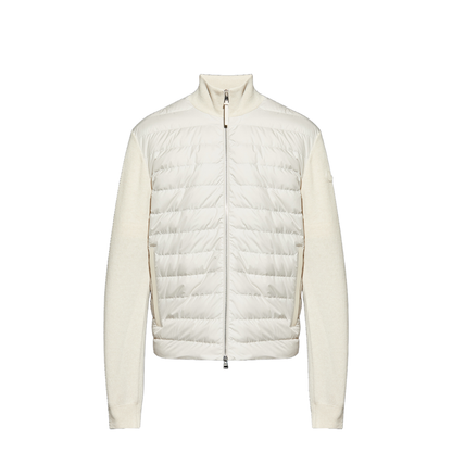 White Padded Wool & Cashmere Zip-Up Cardigan