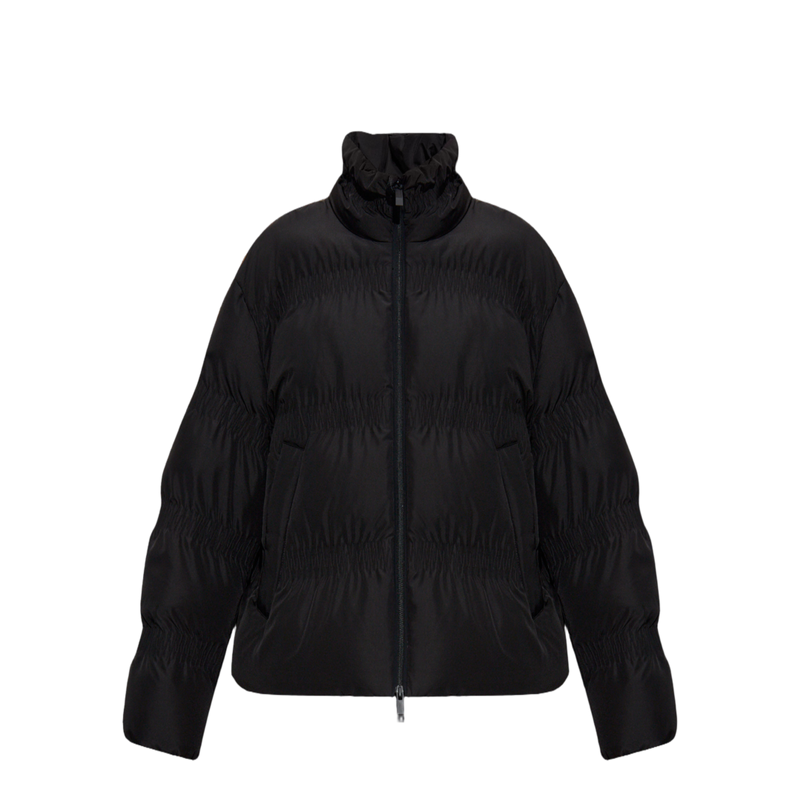 Black Ravignan Gather-Quilted Short Down Jacket