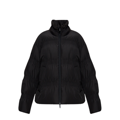 Black Ravignan Gather-Quilted Short Down Jacket