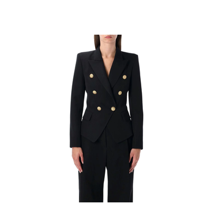 Black Grain De Poudre 6-Button Tailored Jacket