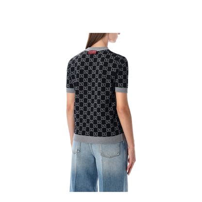 Reversible Wool Jacquard Top in Grey and Black