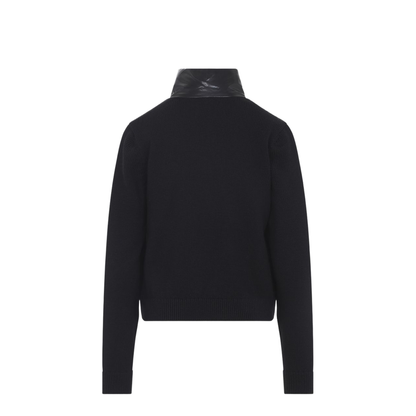 Padded Zip-Up Wool Cardigan