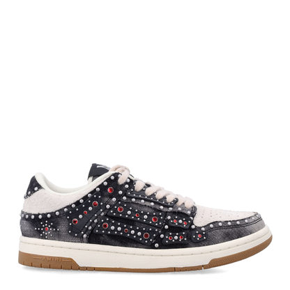 Skel Top Black Sneaker With Beads And Crystals