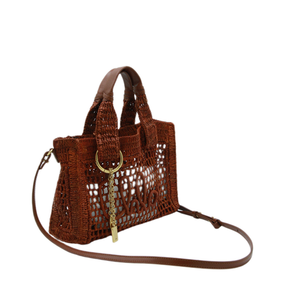 Summer Banana Small Raffia Tote - Clay Brown
