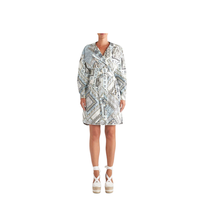 Mix-Print Belted Dress