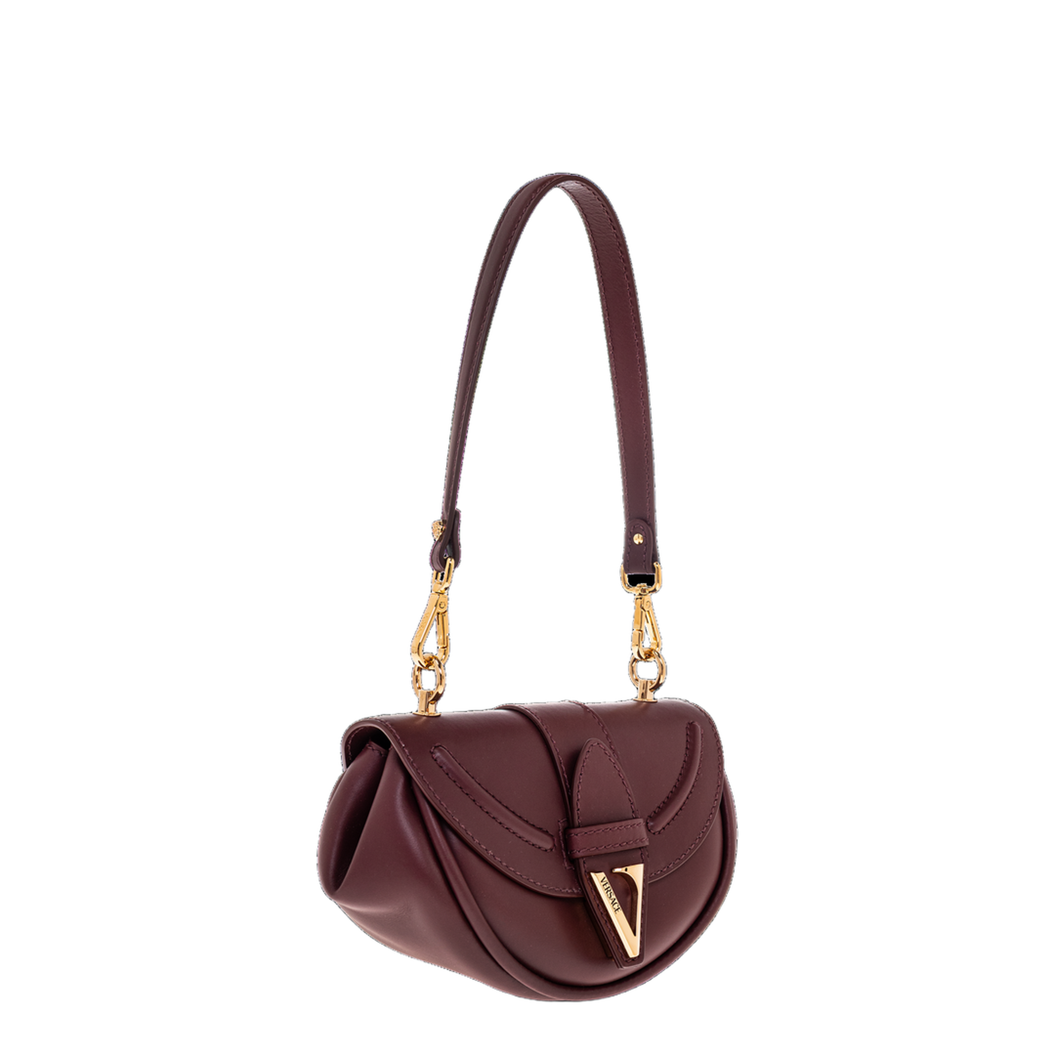 Virtus Small Calf Leather Shoulder Bag - Burgundy
