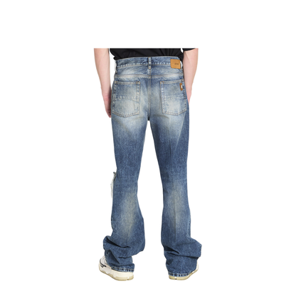 Ripped-Knees Bootcut Jeans
