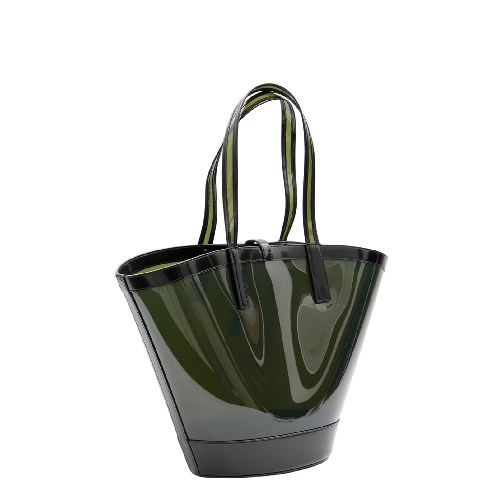 Panier Medium Vinyl and shiny leather Tote Bags - Green